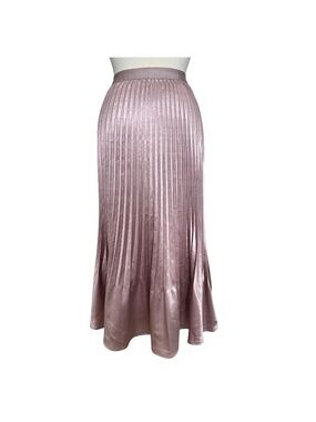 Pleated Satin Maxi Skirt in Dusty Rose